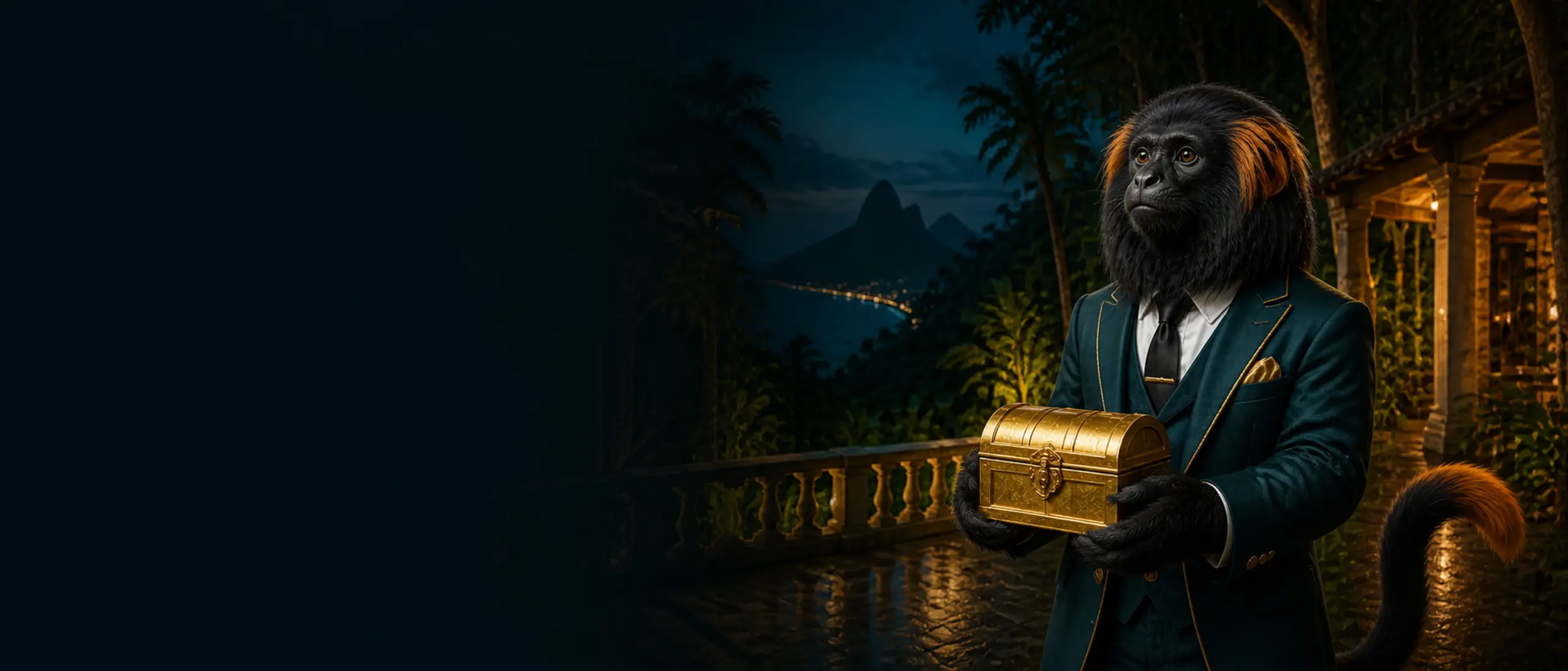 Mico-leão-preto apresenta o bônus no primeiro depósito do Bizzo Casino